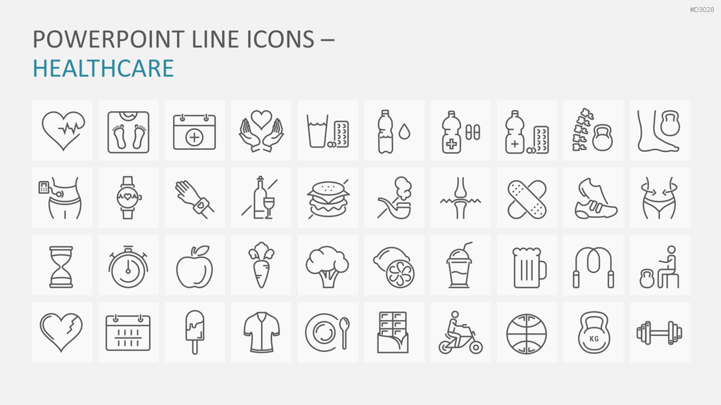 240 Line Icons – Medizin & Wissenschaft PowerPoint-Vorlage