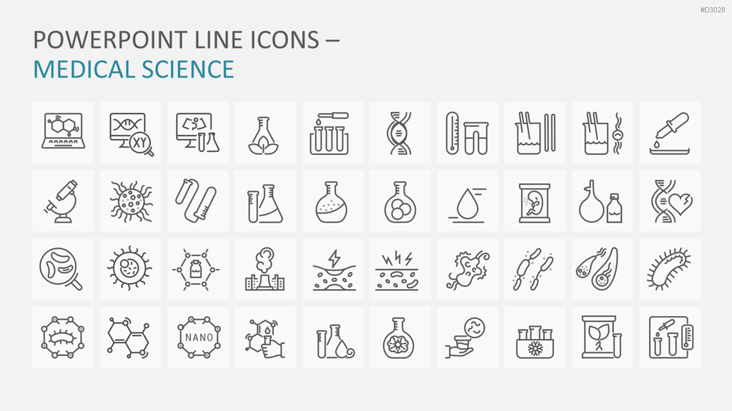 240 Line Icons – Medizin & Wissenschaft PowerPoint-Vorlage