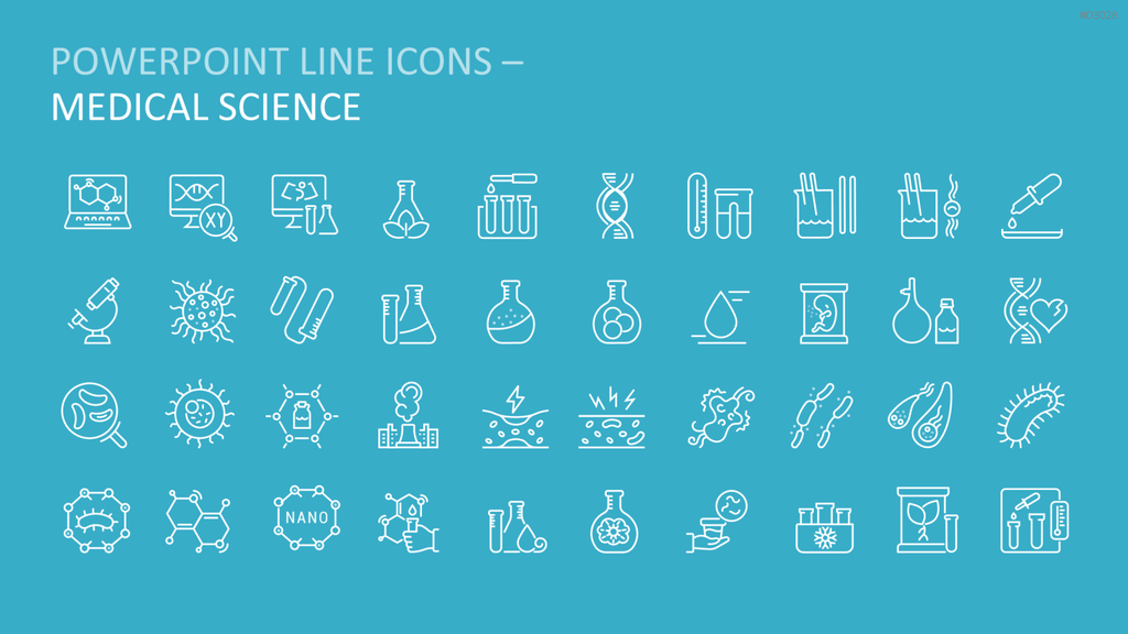 240 Line Icons – Medizin & Wissenschaft PowerPoint-Vorlage