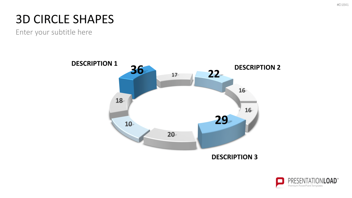 3D-Kreisdiagramme PowerPoint-Vorlage