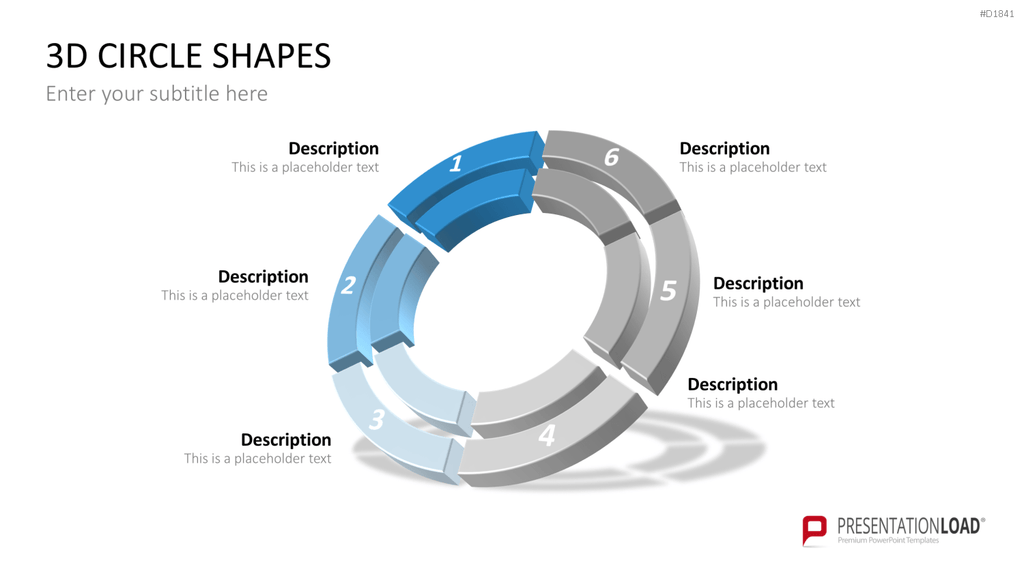 3D-Kreisdiagramme PowerPoint-Vorlage