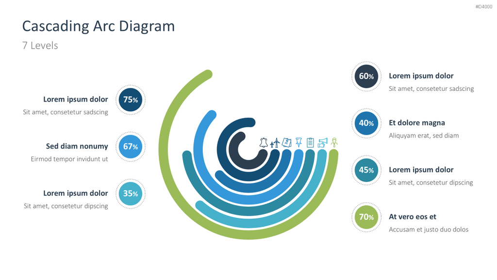 Cascading Arc Diagrams PowerPoint-Vorlage