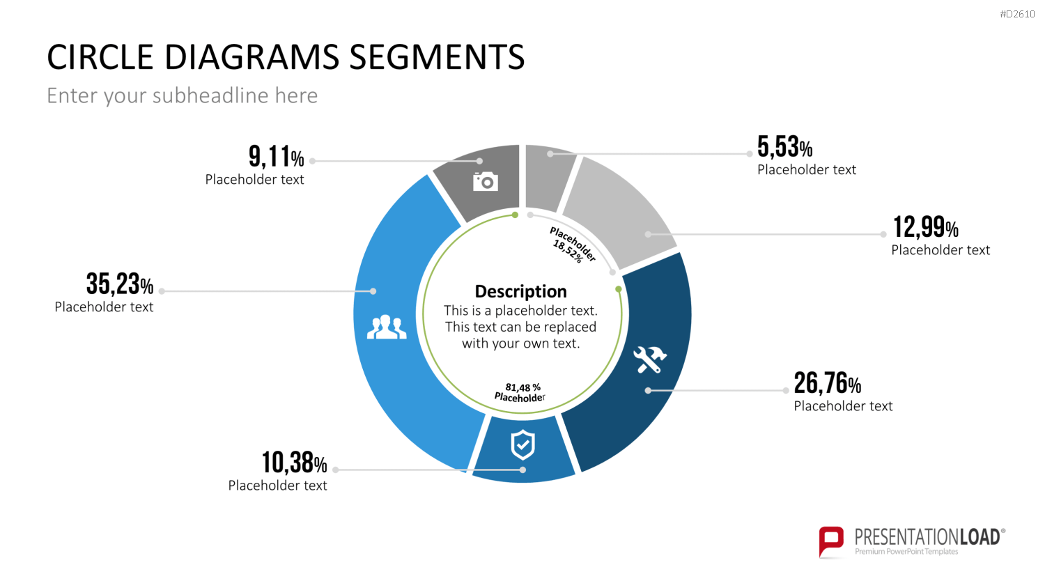 Kreisdiagramme Toolbox PowerPoint-Vorlage