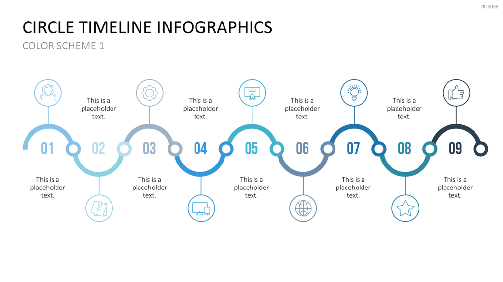 Infografik - Zeitstrahl (Kreise) PowerPoint-Vorlage