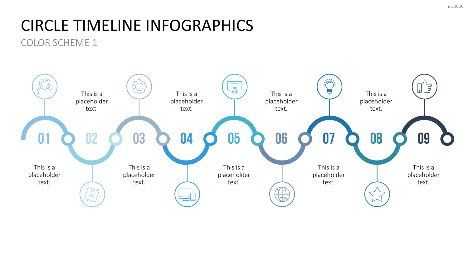 Infografik - Zeitstrahl (Kreise) PowerPoint-Vorlage