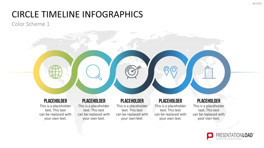 Infografik - Zeitstrahl (Kreise) PowerPoint-Vorlage