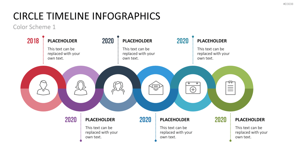 Infografik - Zeitstrahl (Kreise) PowerPoint-Vorlage