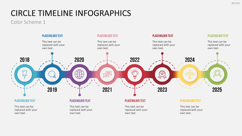 Infografik - Zeitstrahl (Kreise) PowerPoint-Vorlage