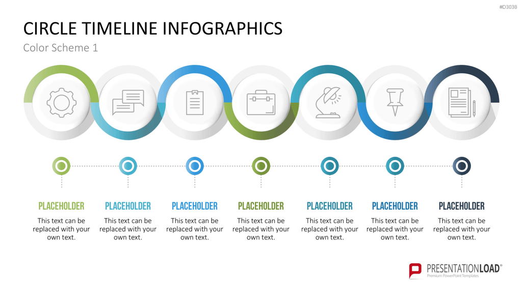 Infografik - Zeitstrahl (Kreise) PowerPoint-Vorlage