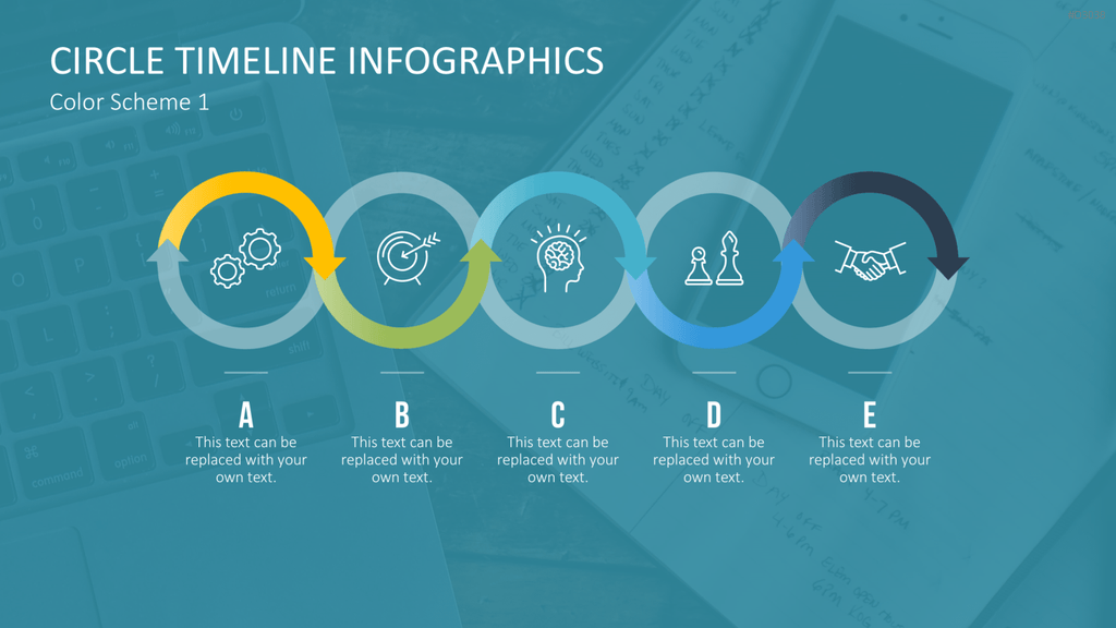 Infografik - Zeitstrahl (Kreise) PowerPoint-Vorlage