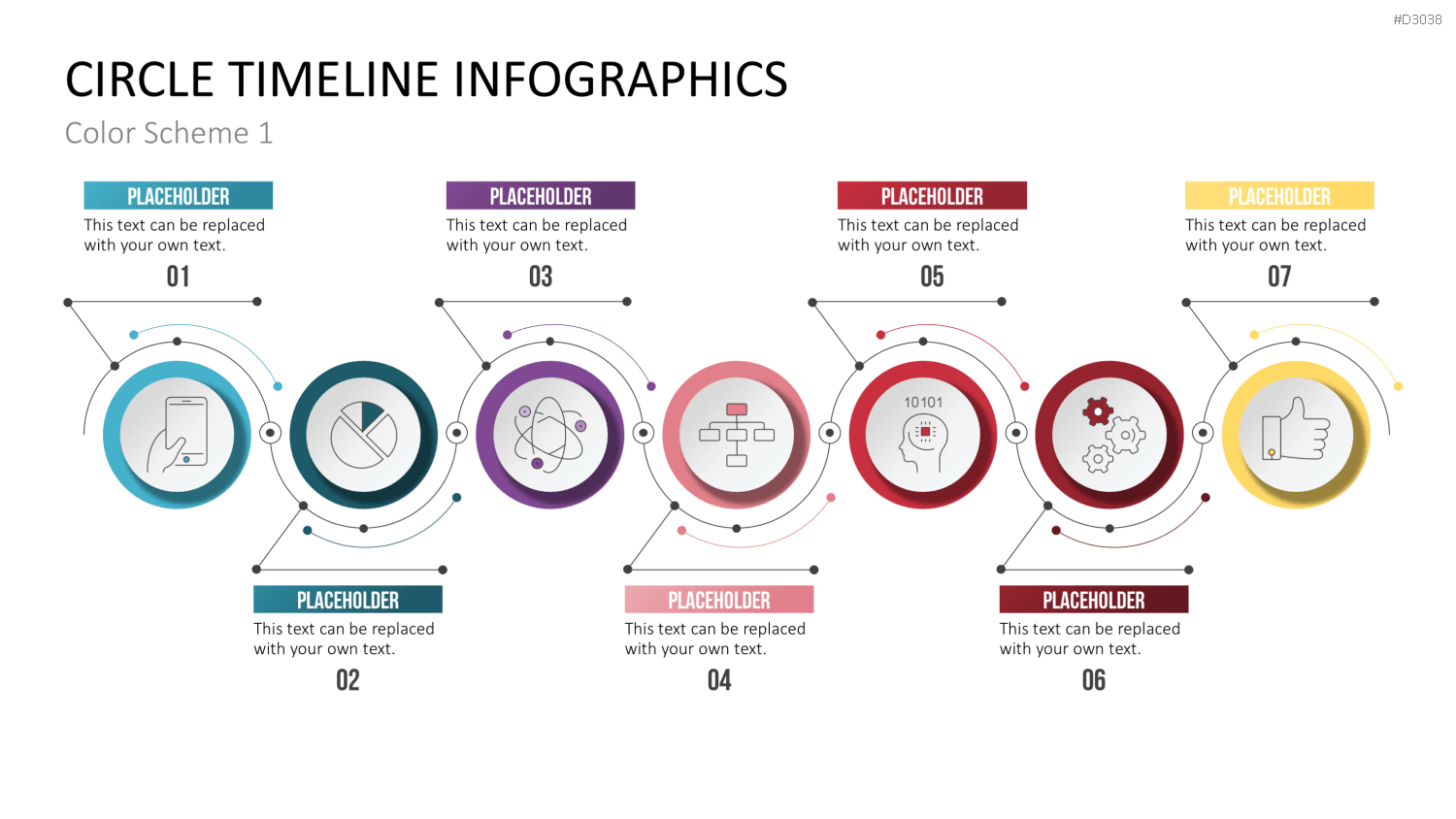 Infografik - Zeitstrahl (Kreise) PowerPoint-Vorlage