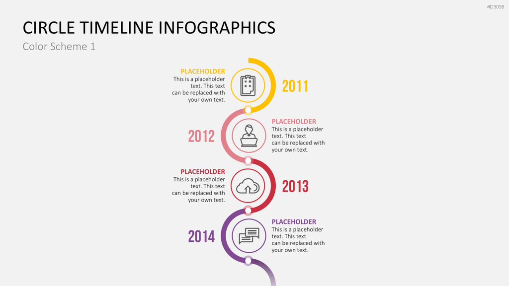 Infografik - Zeitstrahl (Kreise) PowerPoint-Vorlage
