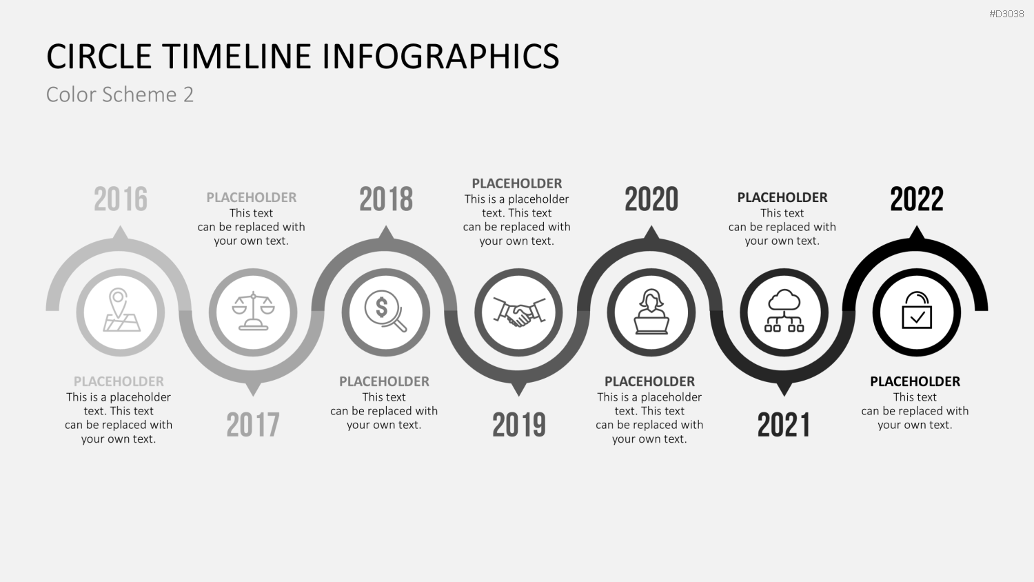 Infografik - Zeitstrahl (Kreise) PowerPoint-Vorlage
