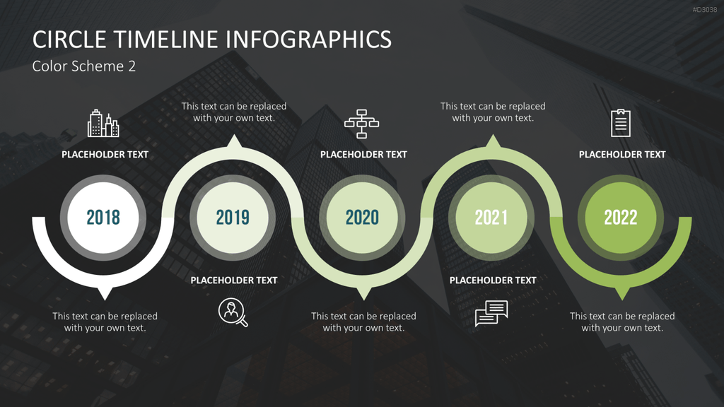 Infografik - Zeitstrahl (Kreise) PowerPoint-Vorlage