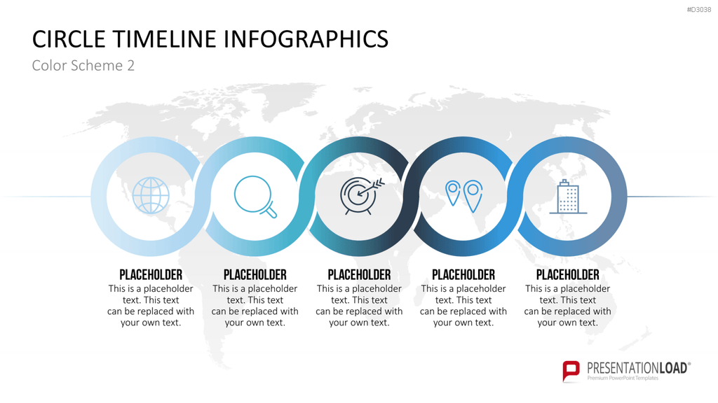 Infografik - Zeitstrahl (Kreise) PowerPoint-Vorlage