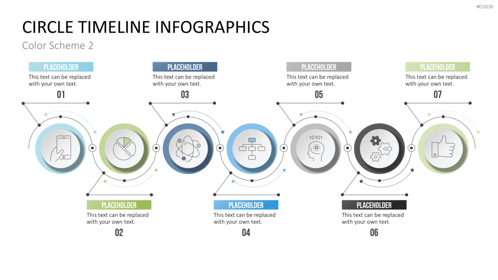 Infografik - Zeitstrahl (Kreise) PowerPoint-Vorlage
