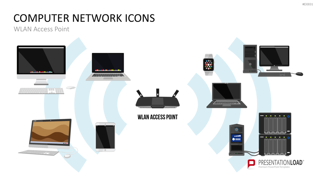 Computer Netzwerk Icons PowerPoint-Vorlage