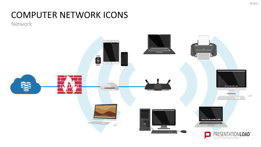 Computer Netzwerk Icons PowerPoint-Vorlage