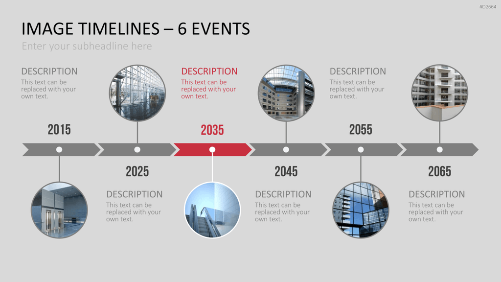 Zeitstrahl mit Bildern (Timelines) PowerPoint-Vorlage