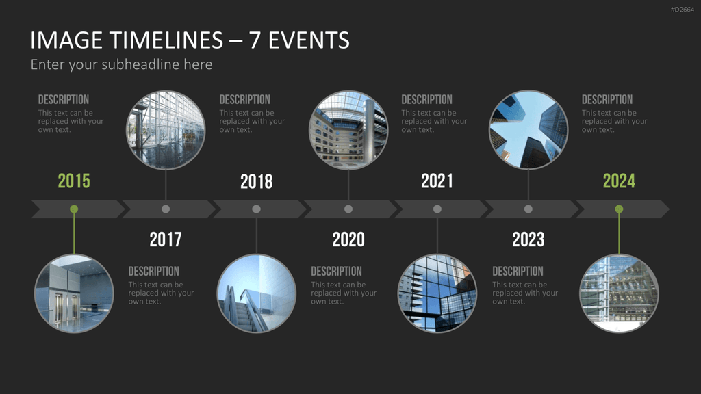 Zeitstrahl mit Bildern (Timelines) PowerPoint-Vorlage