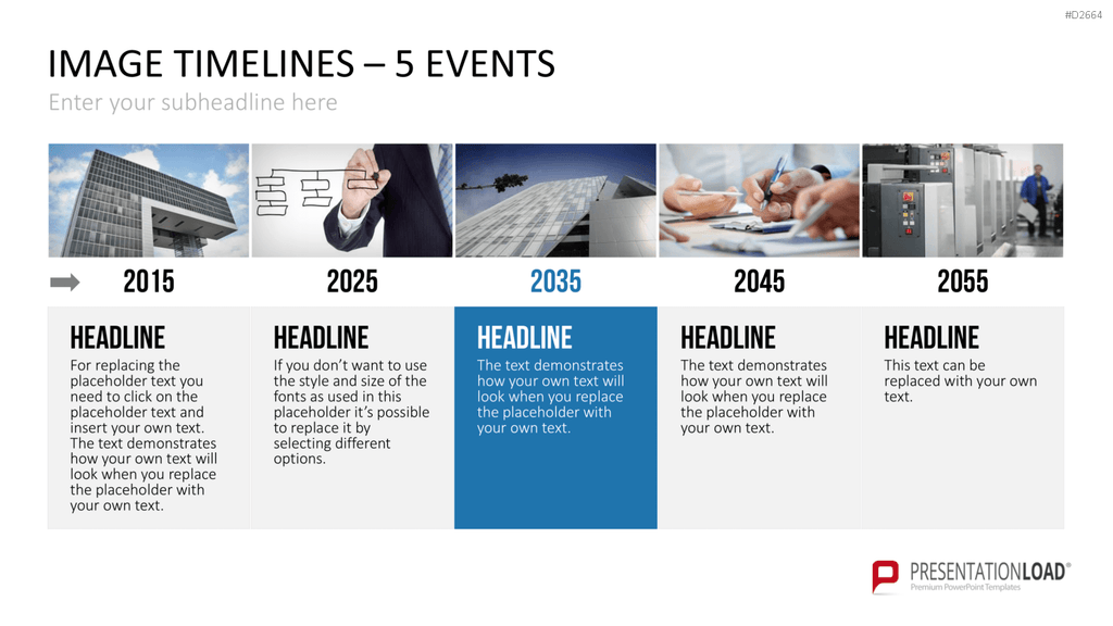 Zeitstrahl mit Bildern (Timelines) PowerPoint-Vorlage
