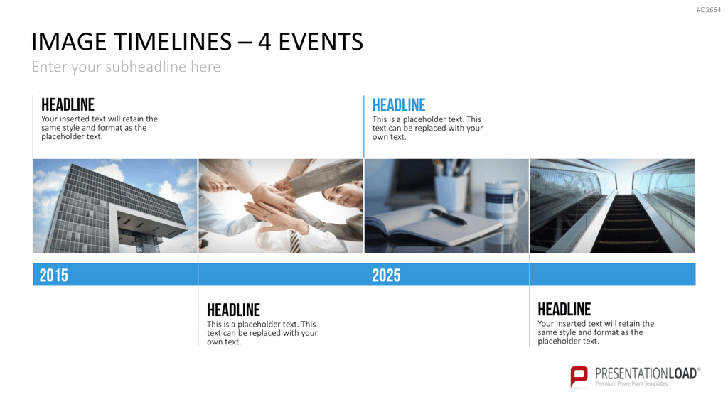 Zeitstrahl mit Bildern (Timelines) PowerPoint-Vorlage