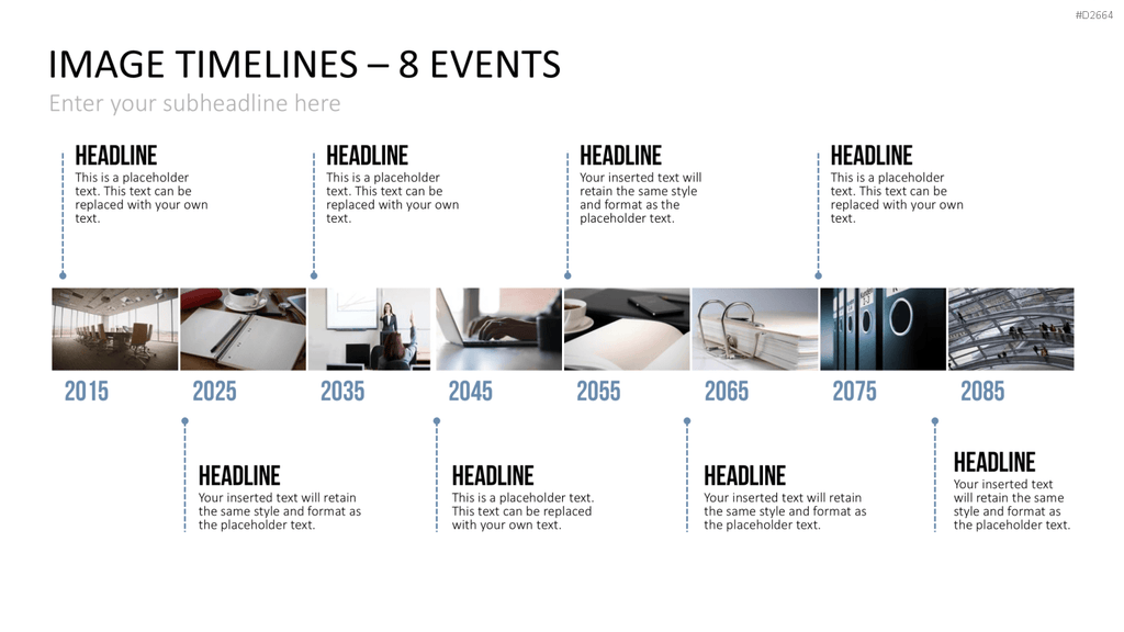 Zeitstrahl mit Bildern (Timelines) PowerPoint-Vorlage