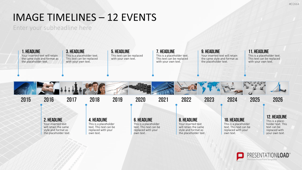 Zeitstrahl mit Bildern (Timelines) PowerPoint-Vorlage