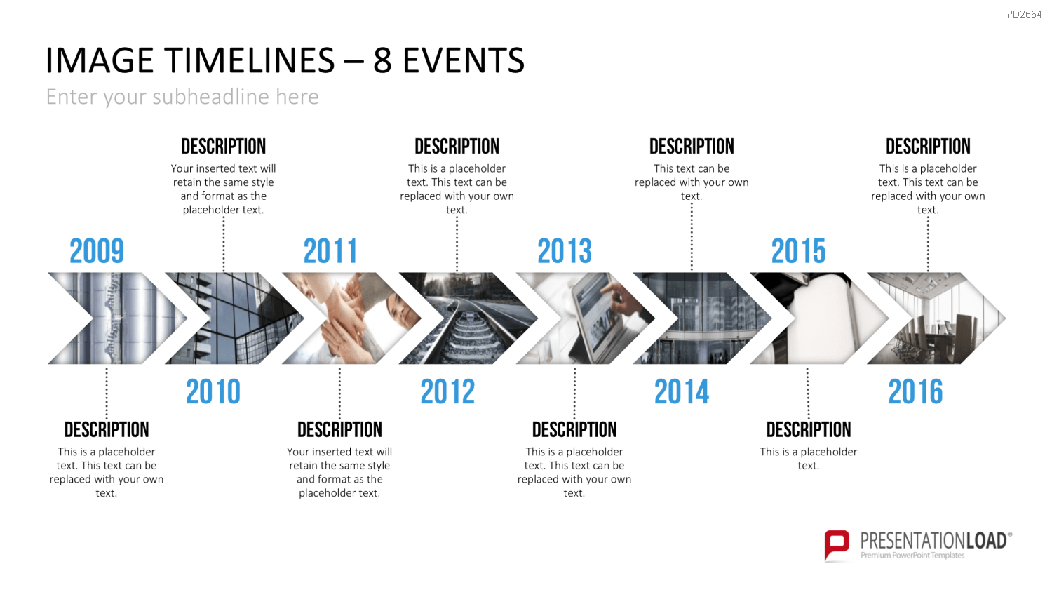 Zeitstrahl mit Bildern (Timelines) PowerPoint-Vorlage