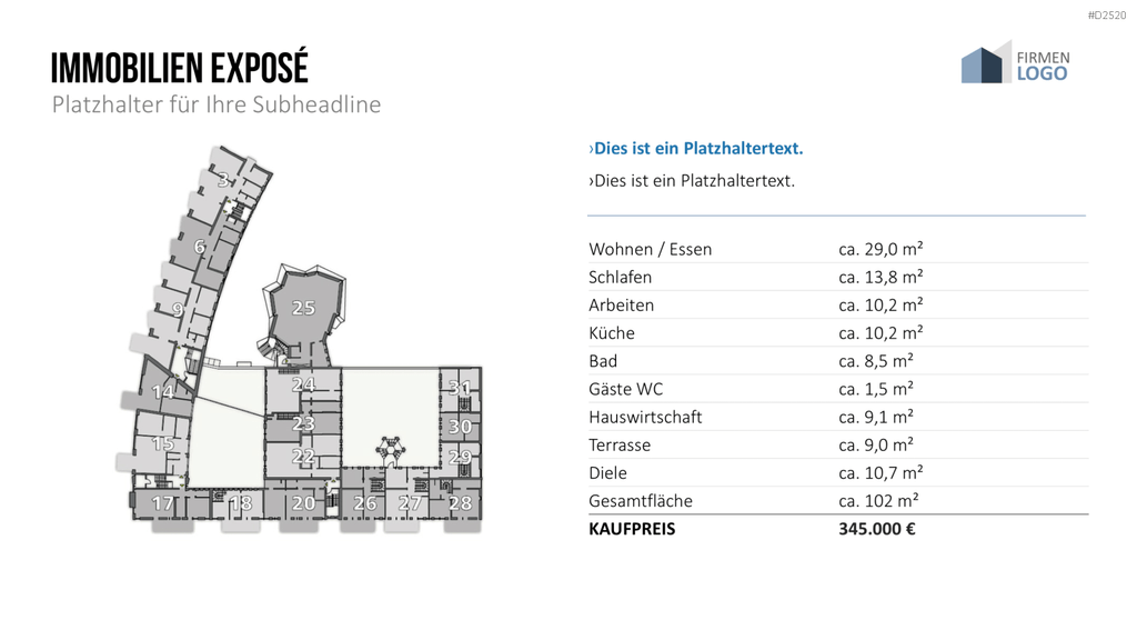 Immobilien Exposé Vorlagen PowerPoint-Vorlage