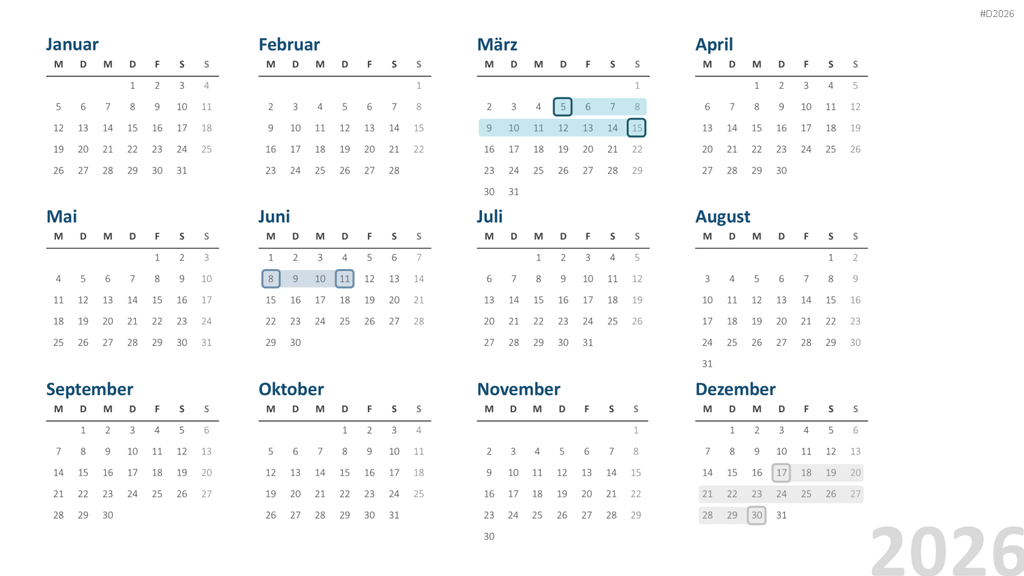 Kalender 2026 PowerPoint-Vorlage
