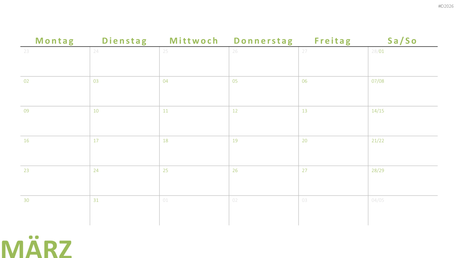Kalender 2026 PowerPoint-Vorlage