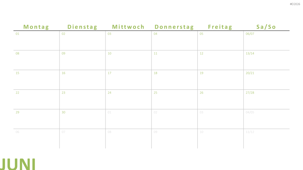 Kalender 2026 PowerPoint-Vorlage