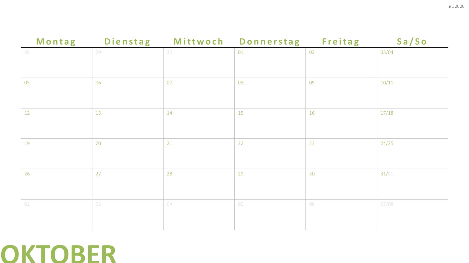 Kalender 2026 PowerPoint-Vorlage