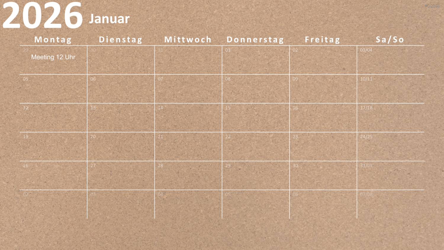 Kalender 2026 PowerPoint-Vorlage