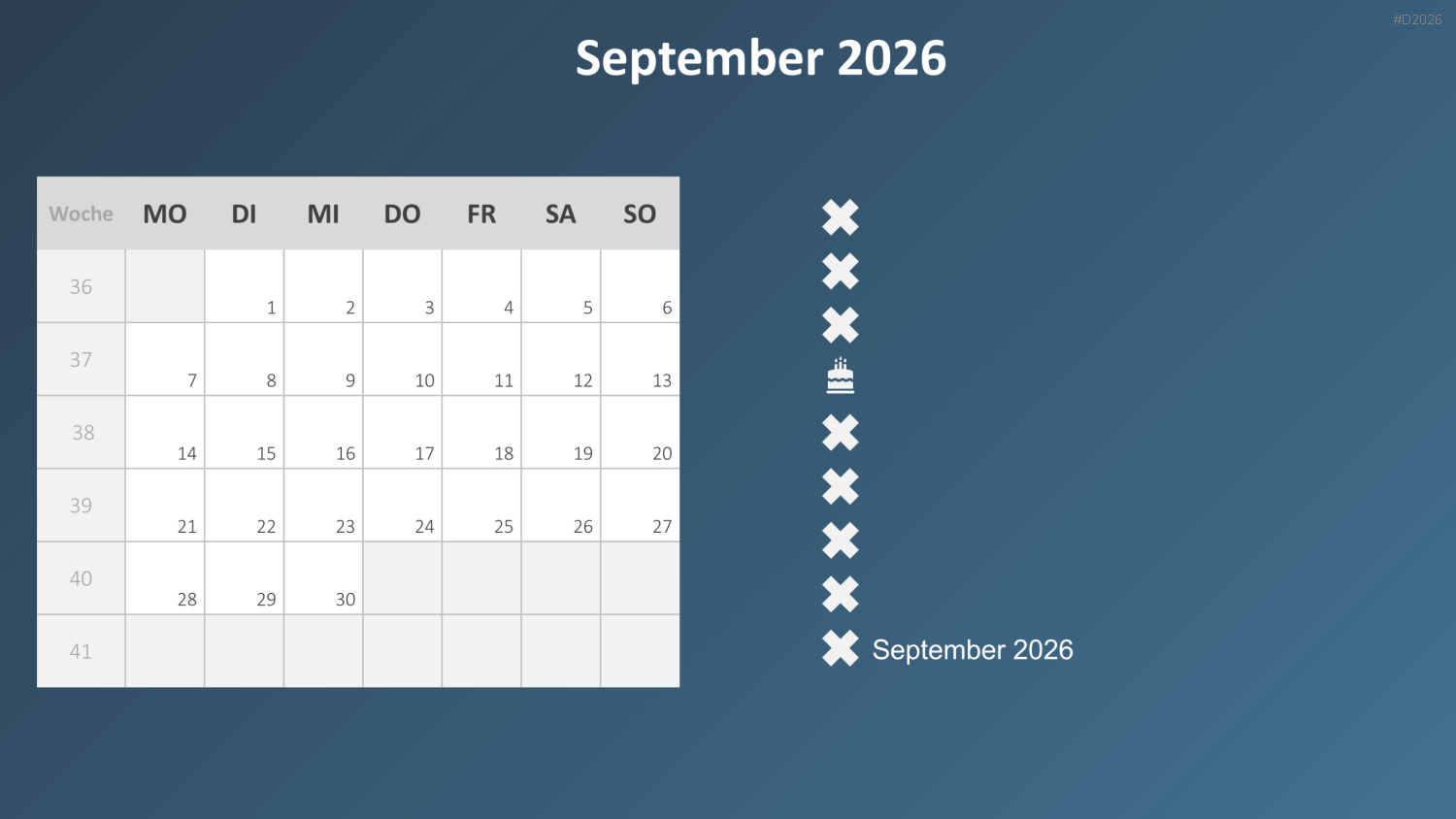 Kalender 2026 PowerPoint-Vorlage