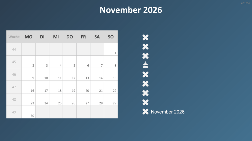 Kalender 2026 PowerPoint-Vorlage