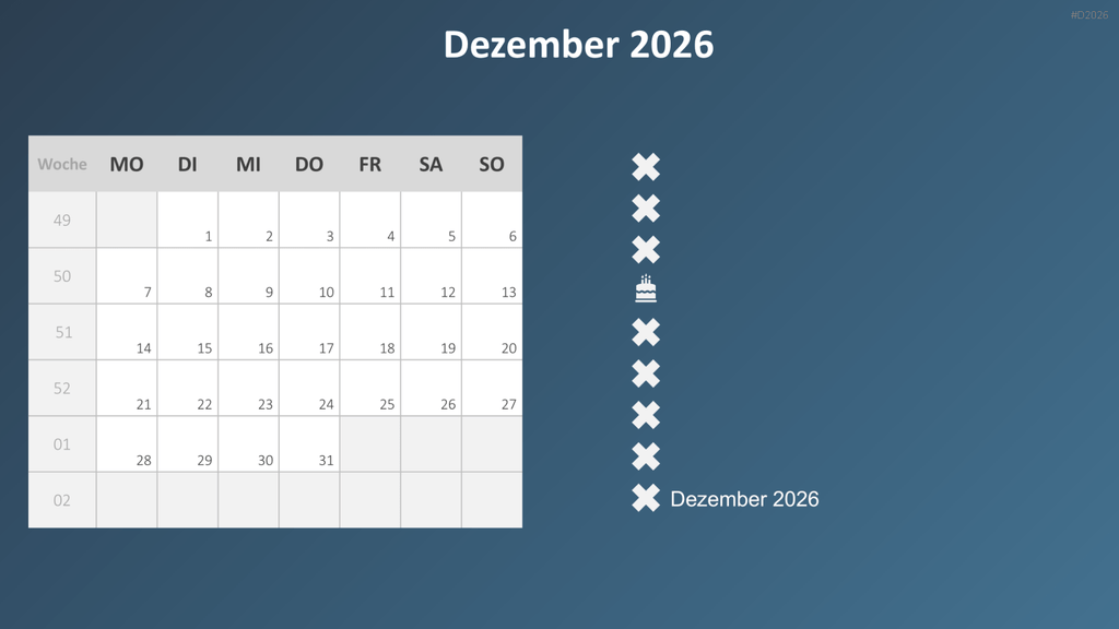 Kalender 2026 PowerPoint-Vorlage