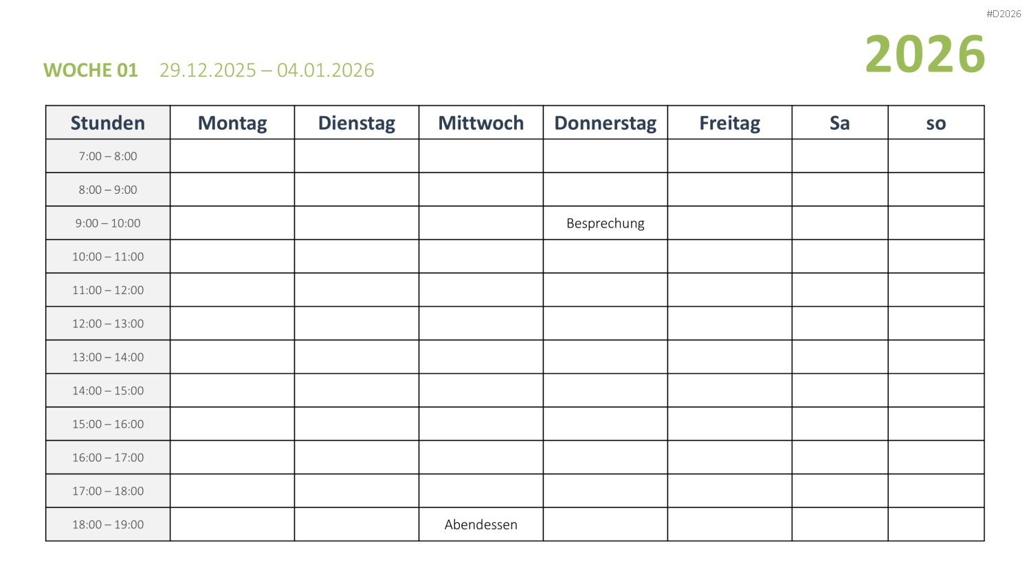 Kalender 2026 PowerPoint-Vorlage