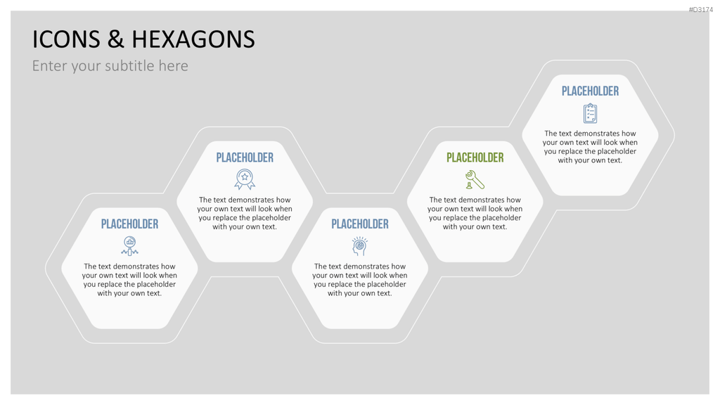 Hexagon-Grafik mit Präsentationsplatzhaltern