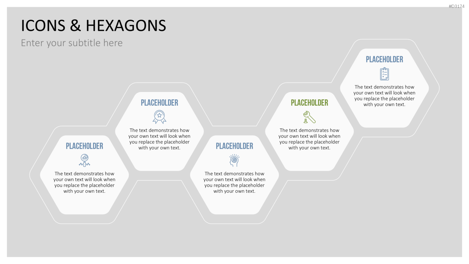 Hexagon-Grafik mit Präsentationsplatzhaltern