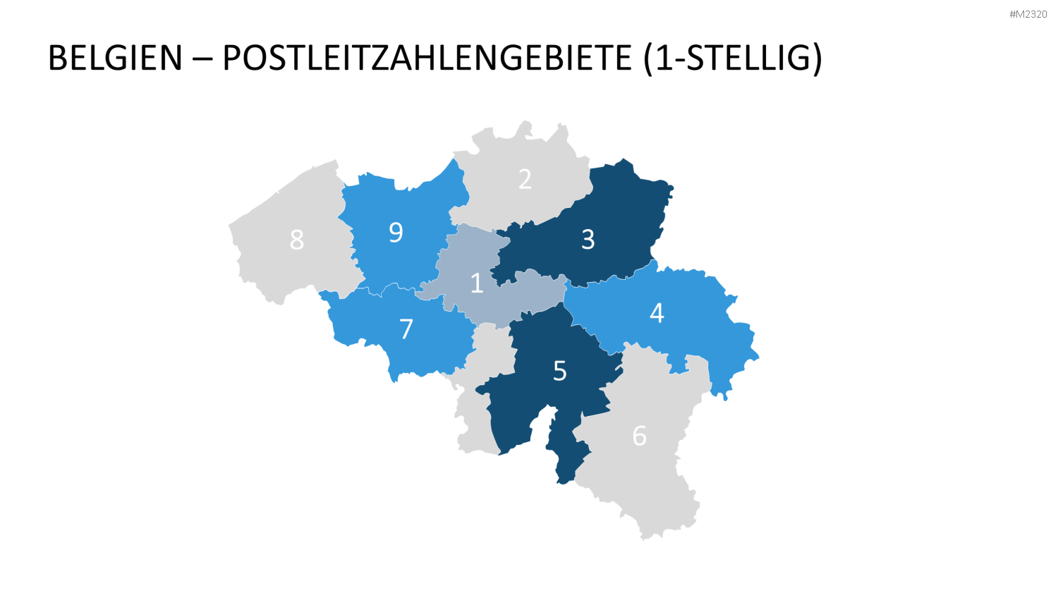 Belgien - PLZ (2-stellig) PowerPoint-Vorlage