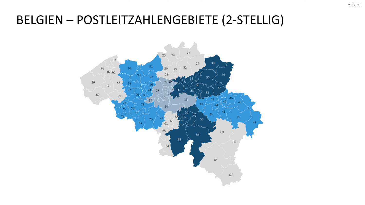 Belgien - PLZ (2-stellig) PowerPoint-Vorlage