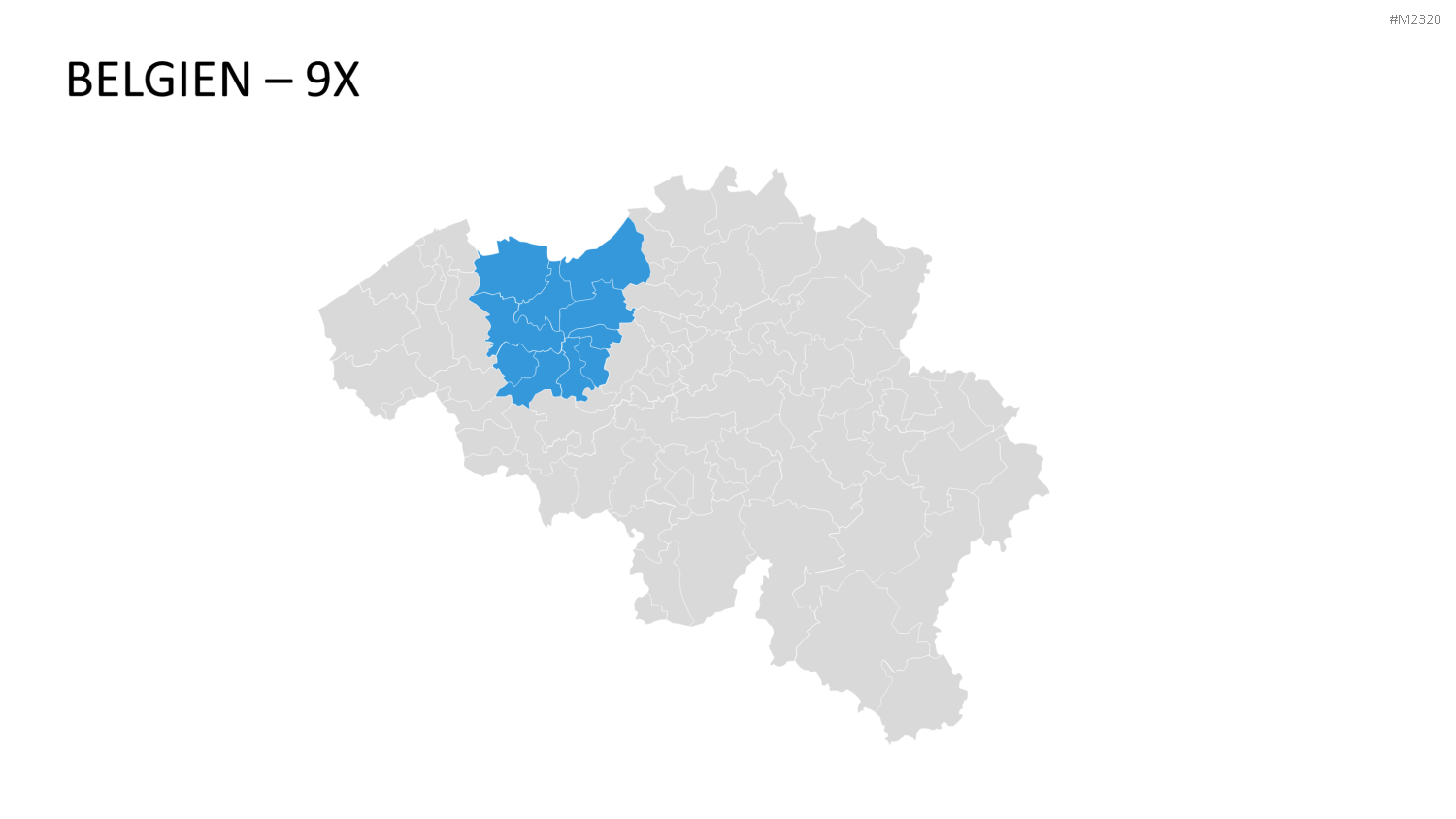 Belgien - PLZ (2-stellig) PowerPoint-Vorlage