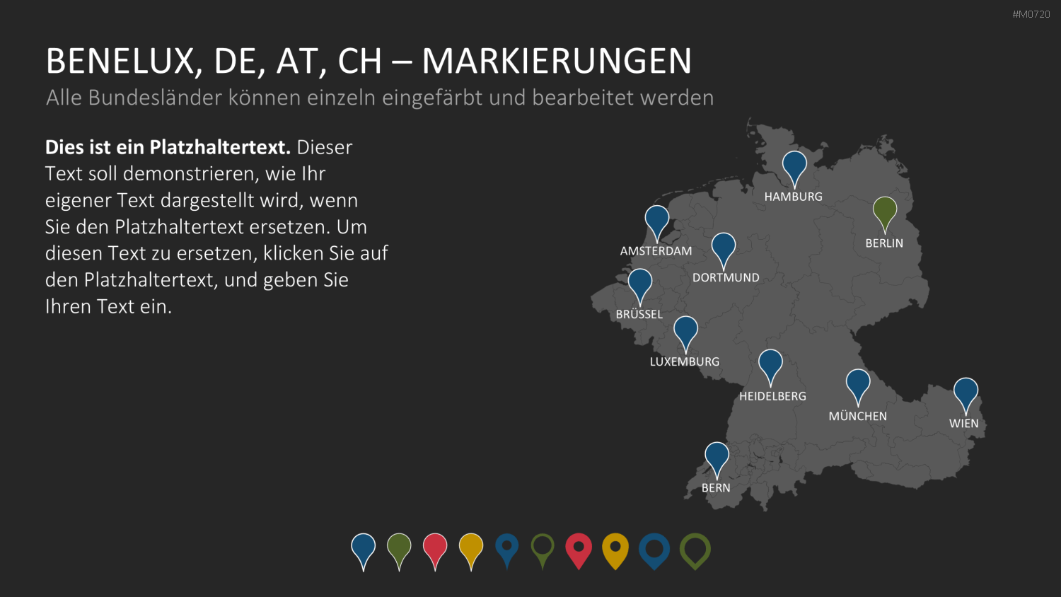 Benelux, Deutschland, Österreich, Schweiz PowerPoint-Vorlage