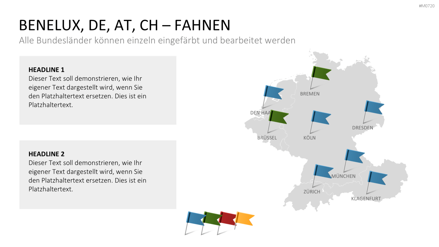 Benelux, Deutschland, Österreich, Schweiz PowerPoint-Vorlage