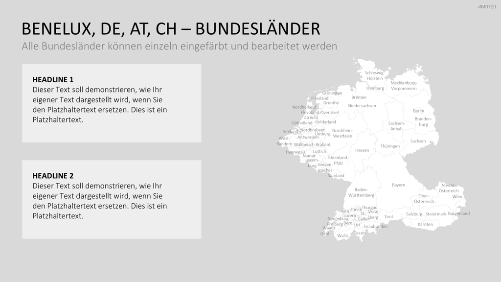Benelux, Deutschland, Österreich, Schweiz PowerPoint-Vorlage