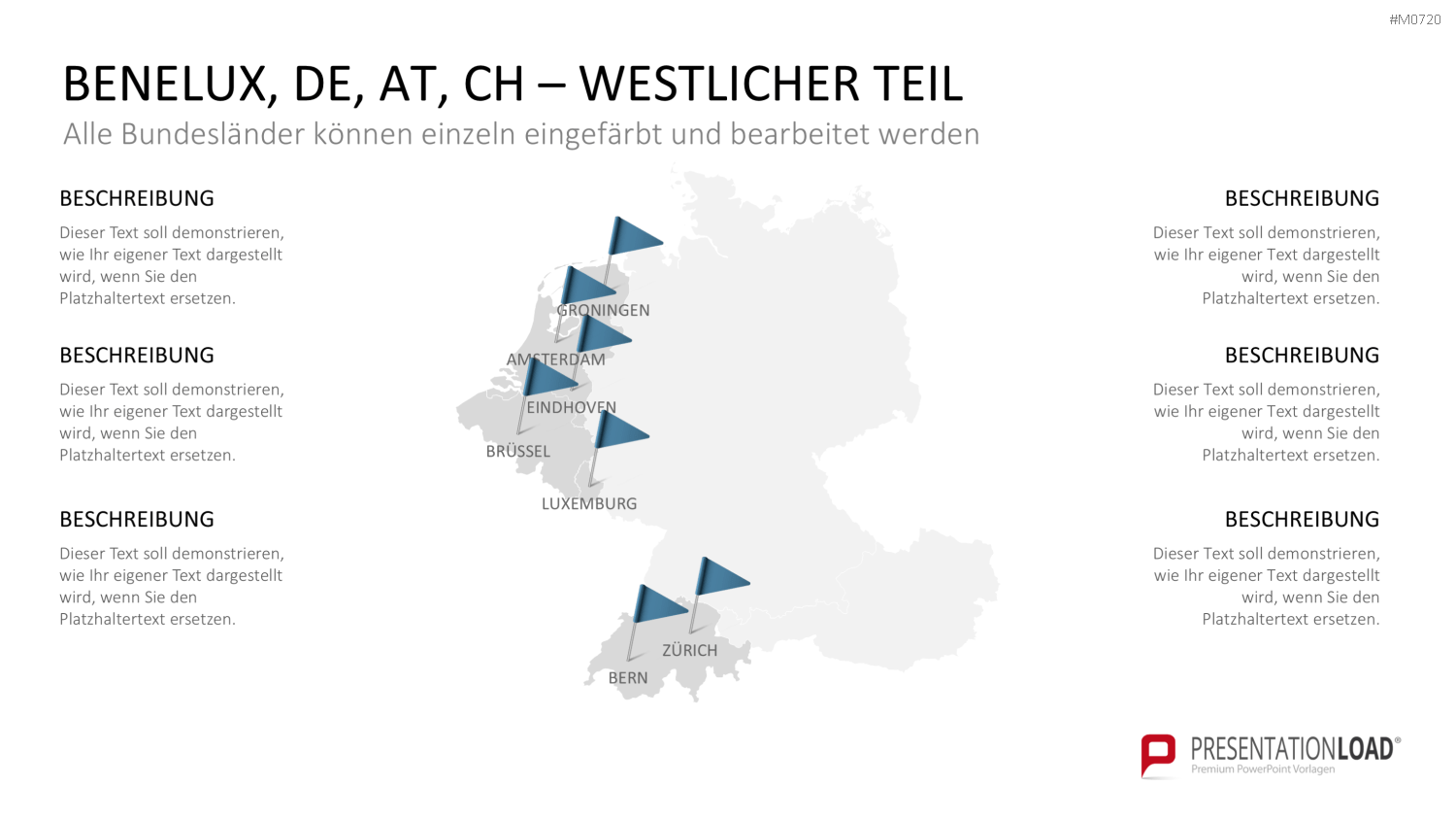 Benelux, Deutschland, Österreich, Schweiz PowerPoint-Vorlage