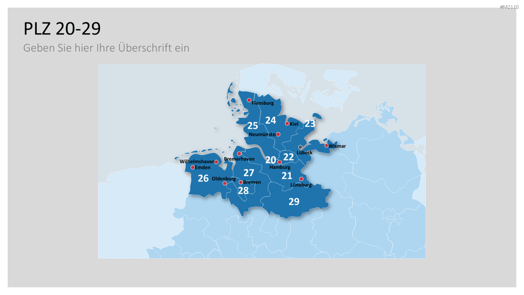 Deutschland - PLZ (2-stellig) PowerPoint-Vorlage