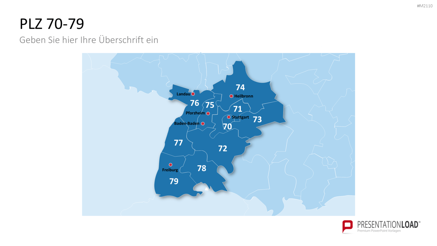 Deutschland - PLZ (2-stellig) PowerPoint-Vorlage